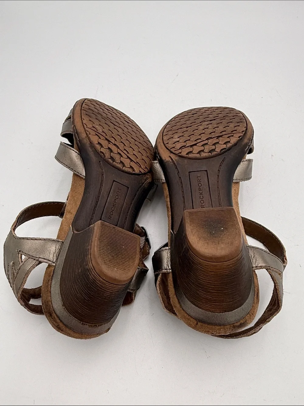 Rockport Women's Metallic Bronze T‑Strap Heels women 8M casual office comfort
